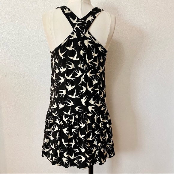 Forever 21 Black & White Bird Print Dress Size M - Picture 2 of 7